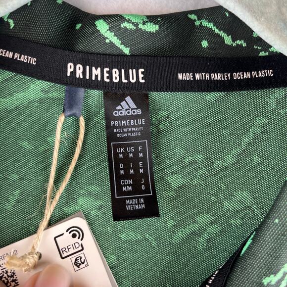 Adidas Mens M Polo Collared Shirt Sport PrimeBlue UPF 50 MSRP $75 Green Splatter - Picture 6 of 11